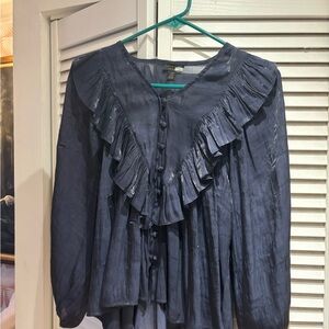 Anthropologie Current Air blue metallic blouse size small